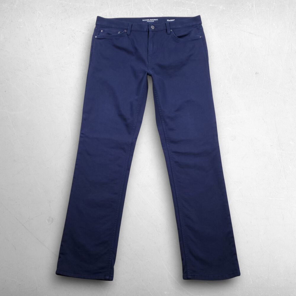 Banana Republic Slim Fit Traveller Pants Men 33x30 Navy Stretch Straight Comfort